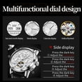 thumbnail image 6 of OLEVS Automatic Watches for Men Self Winding Mechanical Skeleton Flywheel Multifunction Luxury Dress Roma Rumerals Calendar Waterproof Luminous Men Wrist Watches Leather, 6 of 13