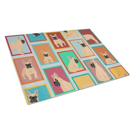 

15 x 12 in. Unisex Lots of Fawn French Bulldog Glass Cutting Board - Large