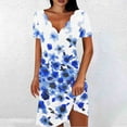 thumbnail image 1 of Robe d'Été Décontractée pour Femmes, Robe à Manches Courtes pour Femmes, Mode Féminine Couleur Unie Robe Mi-Mollet à Manches Courtes Col en V, 1 of 5