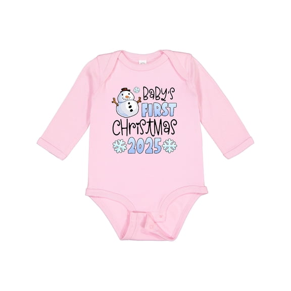 Inktastic Baby's First Christmas 2025-snowman Boys or Girls Long Sleeve Baby Bodysuit