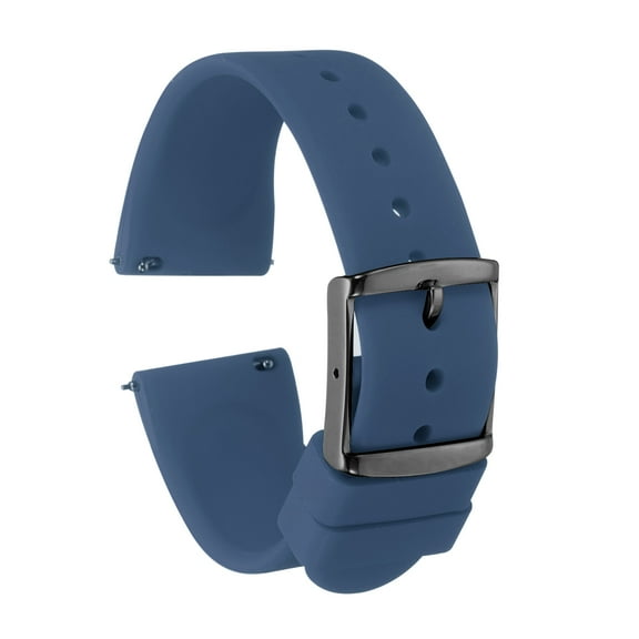 Uxcell Silicone Watch Band 22mm Quick Release Rubber Replacement Watch Strap with Stainless Steel Black Clasp, Dark Blue