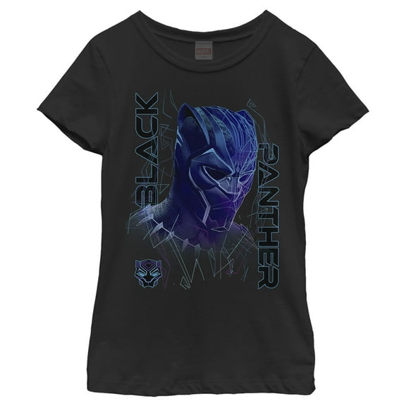 Girl's Marvel Black Panther Laser Mask  Graphic Tee Black Medium