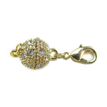 Lobster Ball Machines - 20 Pack - CleverDelights Magnetic Jewelry Clasps - Rhinestone Ball Style + Lobster Clasp - Gold Color