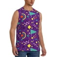 thumbnail image 2 of Uemuo Retro 80s Style Pattern Men's Sleeveless T-Shirt,Muscle Athletic Tank Top, Moisture-wicking Quick-dry Breathable Classic Tee Top for Gym Run Outdoor Sports-Small, 2 of 8