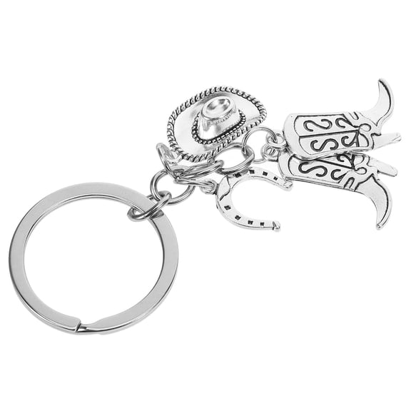 PBPBOX Silver Zinc Alloy Cowgirl Themed Keychain Decorative Pendant for Bag Ornament Size 3.5 inches