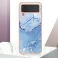 thumbnail image 4 of Designed for Samsung Galaxy Z Flip 4 Marble Case, Ultra Thin Girls Women Plating Marble Designed Flexible Soft TPU IMD Marble Protective Case Cover for Samsung Galaxy Z Flip 4 5G - Blue, 4 of 7