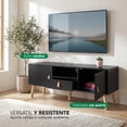 thumbnail image 3 of Mueble para TV 55” Moderno de Madera Sala con Repisas y Almacenamiento, Centro de Entretenimiento negro, 3 of 7