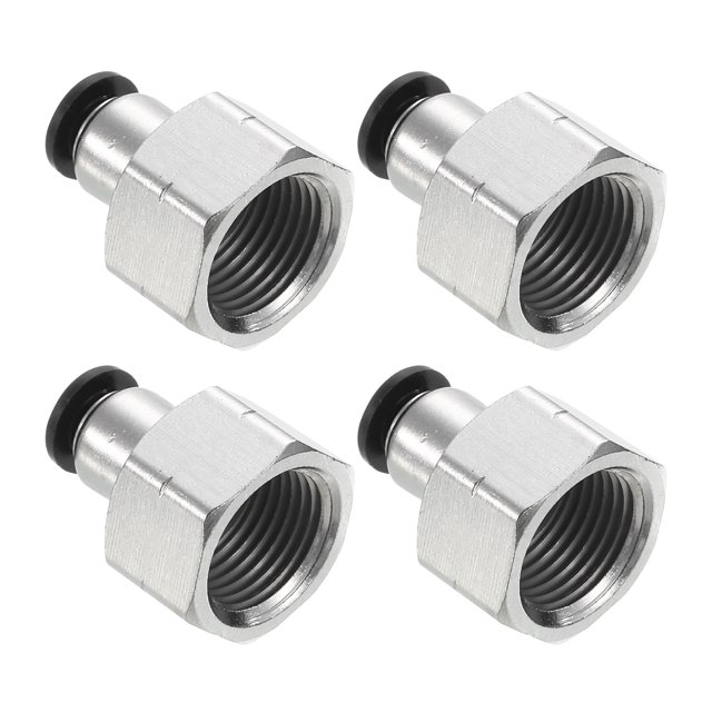 Unique Bargains 4Pcs 1/4 Inch OD Tube to 3/8 Inch NPT Female Thread Push to Connect Fittings