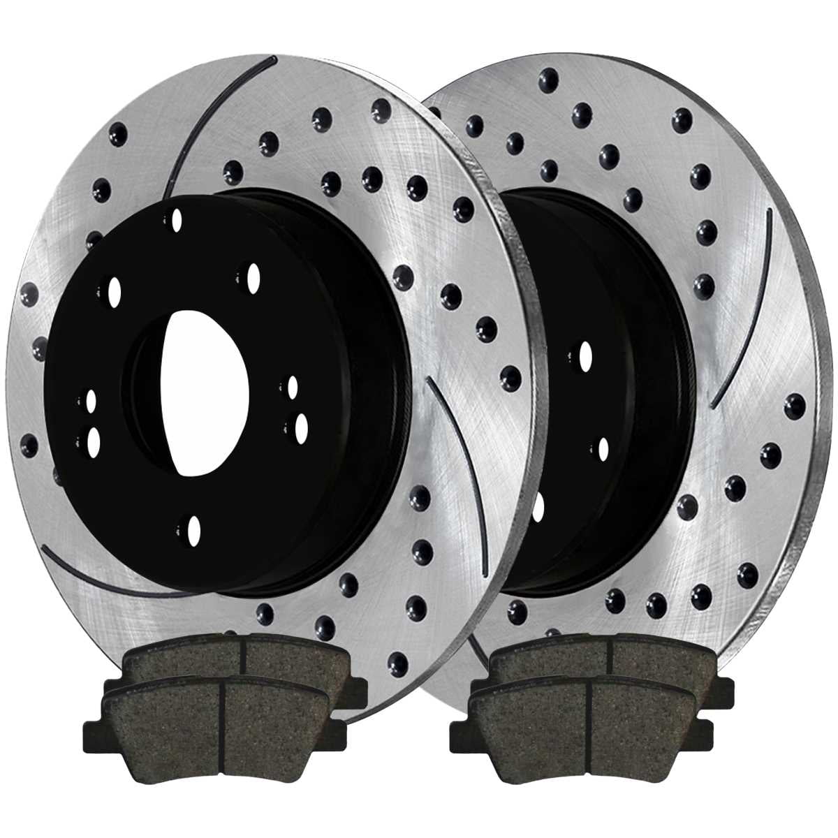 Front Drilled Slotted Rotors and Ceramic Pads for 2011-2013 2014 Honda Odyssey