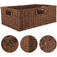 thumbnail image 3 of Water Hyacinth Storage Baskets Rectangular Wicker Baskets with Built- in Handles Natural Wicker Storage Basket Bins for Home Organization Coffee, 3 of 8