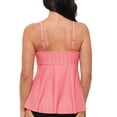 thumbnail image 2 of Swim Solutions Women's Textured Underwire Tankini Top Guava, 16, 2 of 4