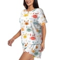 thumbnail image 2 of Picia Colorful Crabs Pajamas Sets for Women Soft Short-Sleeved Pjs with Lounge Shorts Two Piece Sleepwear-XX-Large, 2 of 9