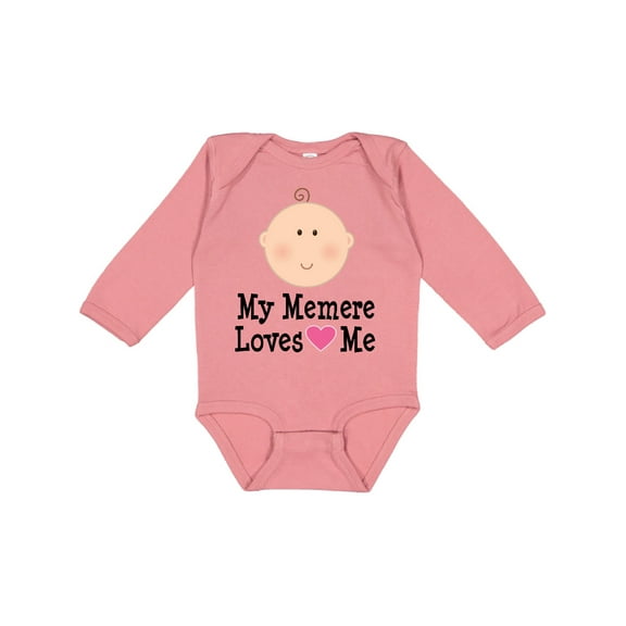 Inktastic Me Memere Loves Me Grandchild Girls Long Sleeve Baby Bodysuit