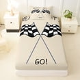 thumbnail image 3 of Castle Fairy Pastel Checkered Flag Twin Sheet Sets 3pcs for Kids, Race Quote Art Bedding for Bedroom, Beige Black, 3 of 6