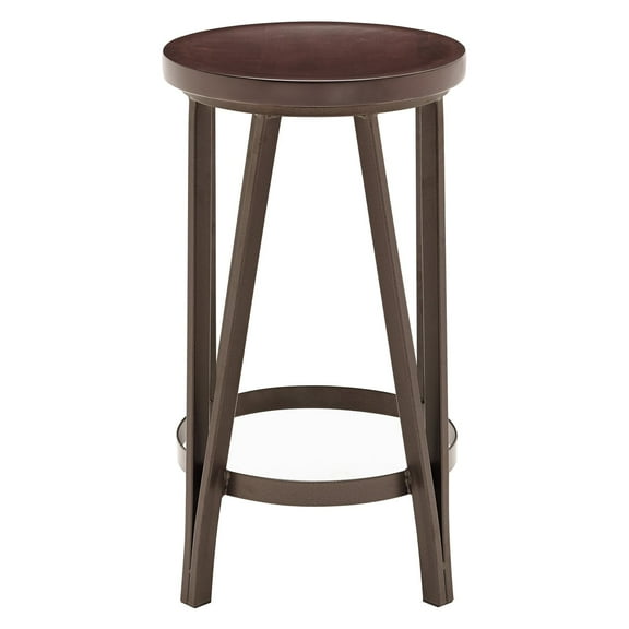 Accentrics Home Pulaski Accents Hard Wood Style Adjustable Metal Barstool, Brown