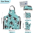 thumbnail image 5 of Kigai Killer Whale Pattern Oven Mitts and Pot Holders with Chef Apron,Set of 5 Heat Resistant Kitchen Gloves and Silicone Non-Slip Potholders Adjustable Neck Buckle Chef Apron, 5 of 6