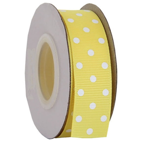 Threadart Grosgrain Dots Ribbon 7/8" - 10 Yards - Yellow - Available in 19 colors and 4 Widths - For Bows, Decorations, Hair Clips, and More