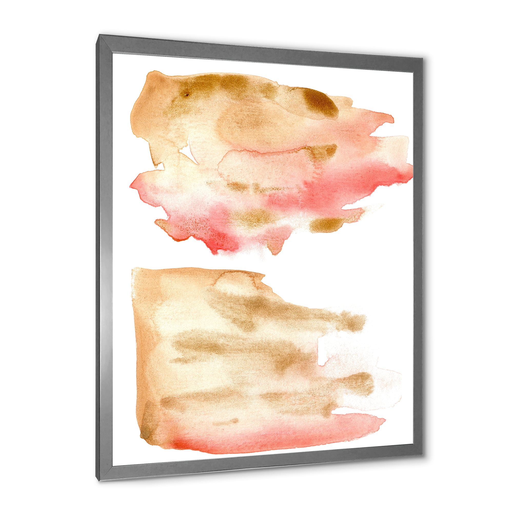 Designart 'Red Pink Gold and Beige Abstract Clouds' Modern Framed Art Print
