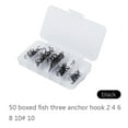 thumbnail image 2 of LAFGUR 50pcs Fishing Hook Sharpened Treble Hook 5Sizes 2/4/6/8/10 Fishhook Tackle Black, 2 of 7