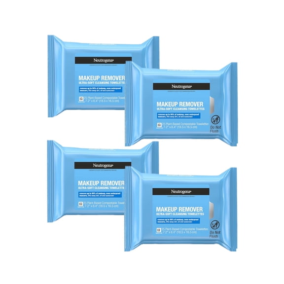 Neutrogena Makeup Remover Cleansing Wet Towelettes Refills, 25 ct, 4 Pack