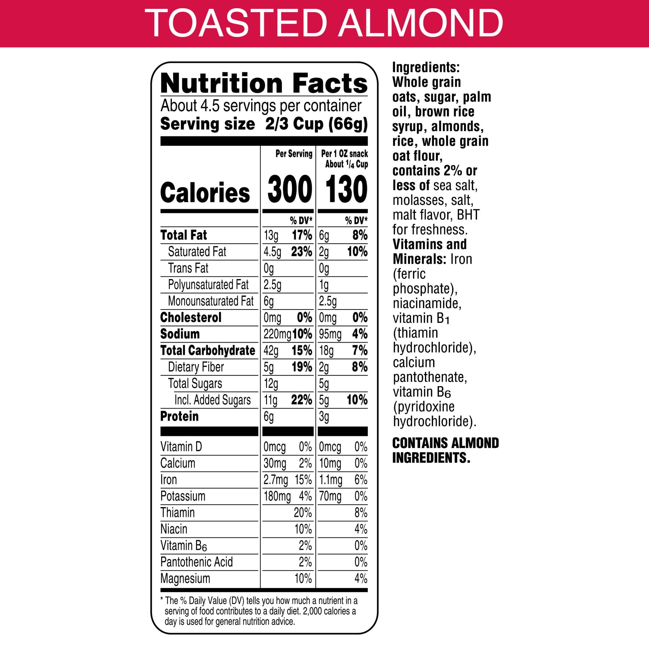 (3 pack) Kellogg's Extra Granola, Whole Grain, On-the-Go Snacks, Toasted Almond, 11oz Bag (1 Bag)