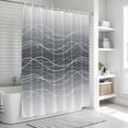 thumbnail image 6 of White Gray Ombre Bathroom Shower Curtains with 12 Hooks Polyester Waterproof Shower Curtain for Stalls and Bathtubs Modern Abstract Striped Polka Dots Decorative Bathroom Privacy Curtain 72x72 Inches, 6 of 9
