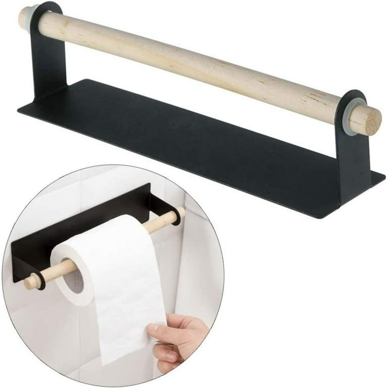 ASTOFLI Self Adhesive Paper Towel Holder Wall Mount, Rustproof 304  Stainless Steel Under Cabinet Paper Towel Rack Under Cabinet-12 IN. (BLACK)  