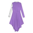 thumbnail image 6 of Yeahdor Women's Lyrical Praise Dance Dress Color Block Long Sleeve Church Worship Liturgical Dancewear Purple XL, 6 of 7