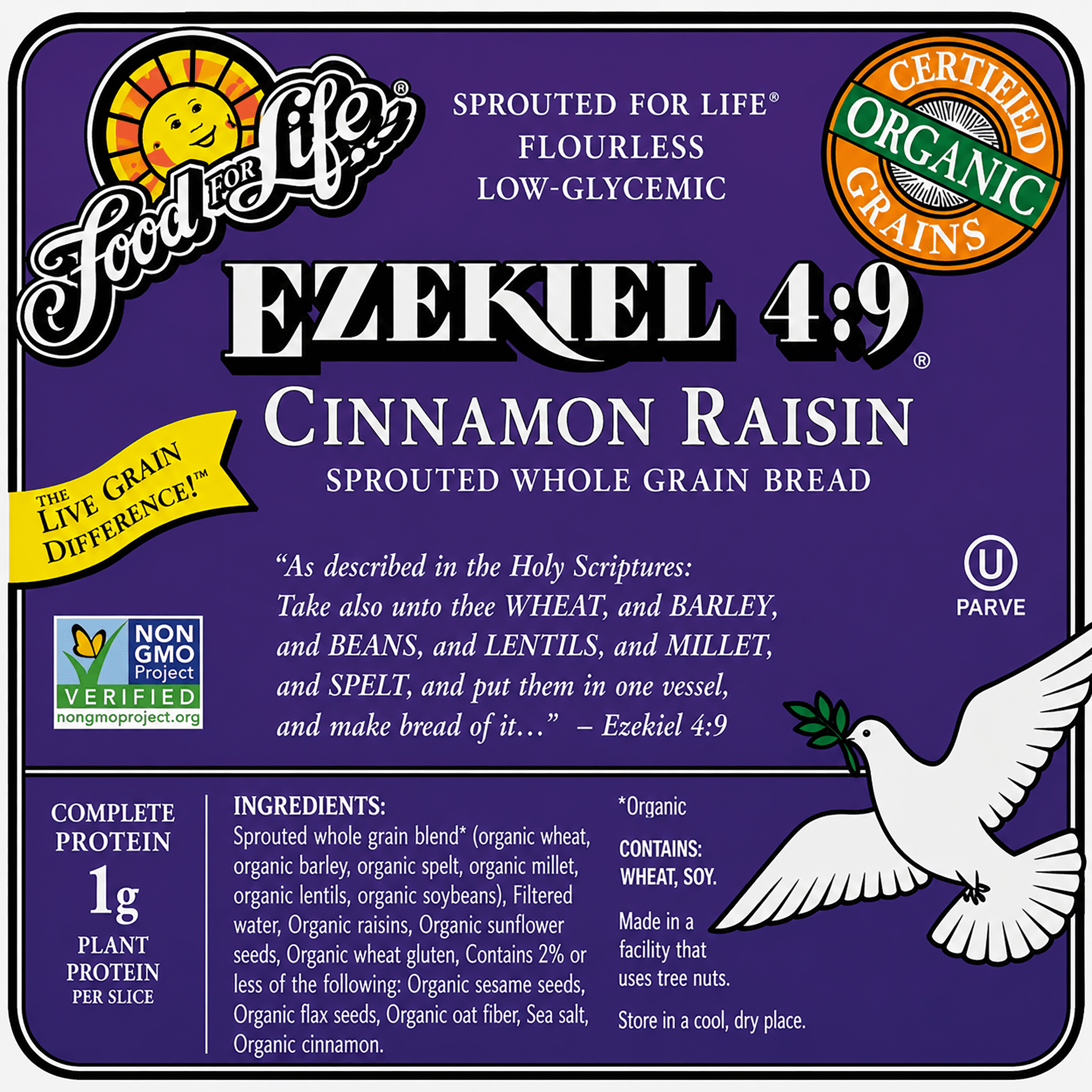 Food for Life Ezekiel 4:9 Cinnamon Raisin Sprouted Whole Grain