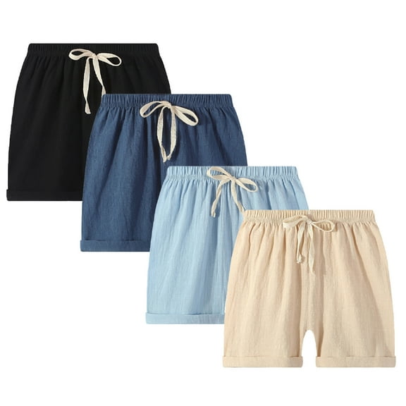 YTDSCS Boys Girls Summer Shorts for Toddler Kids,2-13Y Youth Cotton Short Pants Little Big Boys Girls Casual Solid Color Elastic Ace-Up Beach Pants with Pockets