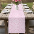 thumbnail image 4 of Pink Boho Flowers Table Runner 72 Inches, Vintage Ethnic Flowers Botanical Bed Runner Dresser Scarves Tabletop for Indoor Outdoor Parties/Ceremony/Banquet, 14" x 72", 4 of 9