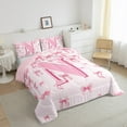 thumbnail image 3 of jejeloiu Initial Letter N Bedding Comforter Set,Kawaii Bow Bowknot Twin Comforter Sets,Light Pink Bedding Set For Girls,Breathable Bedroom Decoration Reversible,2-Piece, 3 of 8