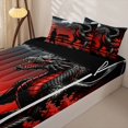 thumbnail image 3 of Metsweet Animal Dragon Zipper Twin Comforter Sets with Fitted Sheet and 2 Pillowcases, Japanese Samurai Zipper Bedding Set, Black Red Gray,4-Piece,Black Reversible, 3 of 6