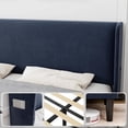 thumbnail image 2 of Queen size forrado cama de plataforma con wingback cabecero: velvet marco de cama con 2 almacenamiento pockets, strong de madera slat support, box spring optional (light gray), 2 of 7