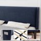 thumbnail image 2 of Queen size forrado cama de plataforma con wingback cabecero: velvet marco de cama con 2 almacenamiento pockets, strong de madera slat support, box spring optional (light gray), 2 of 7