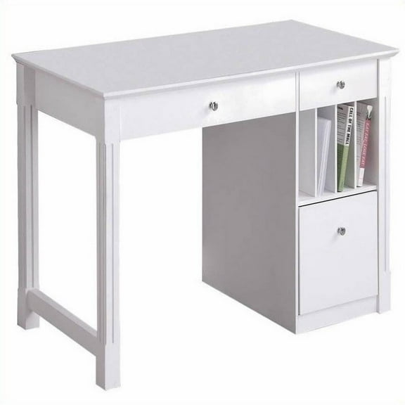 Pemberly Row Solid Wood Desk in White