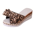 thumbnail image 7 of Womens Espadrilles Open Toe Leopard Print Bowtie Wedge Sandals Summer Casual Slip on Slides Lightweight Dressy Beach Shoes Brown Size 7.5, 7 of 7