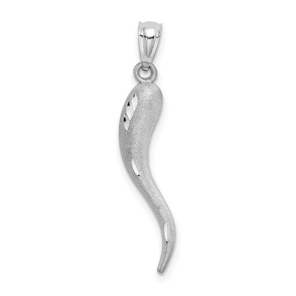 14k White Gold D/C Italian Horn Charm