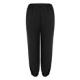 thumbnail image 5 of Women's Plus Size Wide Leg Pants Solid Fashionable And Versatile Elastic Waist Pocket Bound Pleated Casual High Waisted Straight Trousers Pants Black 3XL, 5 of 8