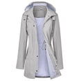 thumbnail image 1 of Gabardina impermeable LOMON con capucha larga para mujer, gris, XL, 1 of 6