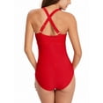 thumbnail image 3 of Csndyce Women One Piece Swimsuits V Neck Tummy Control Ruched Criss Cross-Back Bathing Suit Female, 3 of 6