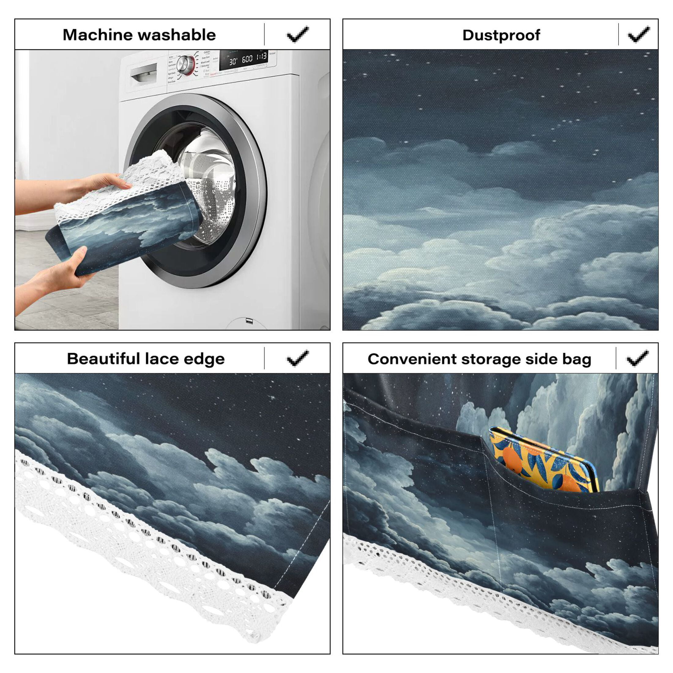 WOBOGO Starry Night Sky Picture Washing Machine Cloth Dryer Refrigerator Top Cover Protective Non-Slip Mat For Kitchen Laundry