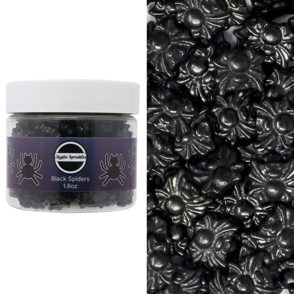 Mystic Sprinkles Candy Shapes Black Spiders 1.6oz