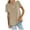Khaki, variant on Timegard Tops for Women Notched V Neck Short Sleeve Solid Color Comfy Casual Loose Tops Summer Fashion