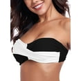 thumbnail image 5 of Ocean Blues Women's Halter Bikini Top with Removable Strap Color Block Print Twist Front Bandeau Swimsuit Top Bikinis Strapless Bathing Suits for Women, 5 of 8