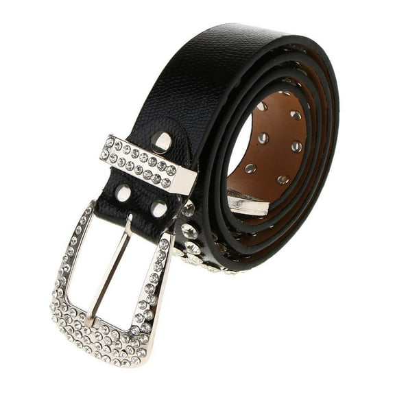 Women Western Crystal Belts,Cowgirl Leather Belts,Women Waist Strap,Ladies Punk Waistband,Women Pin Buckle Waist Band,Adjustable Belt Pin Buckle,Dress Belt Black