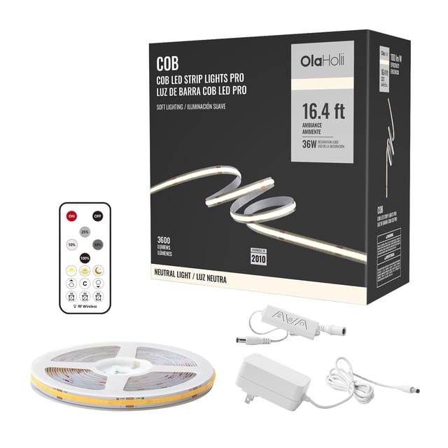 Tira de luz LED COB blanca Olaholii