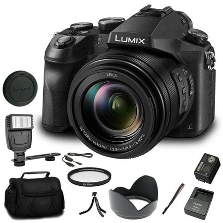 Panasonic Lumix DMC-FZ2500 Digital Camera (DMC-FZ2500) - Bundle - With Digital Flash + Soft Bag + 12 Inch Flexible Tripod + Cleaning Set + 67mm UV Filter