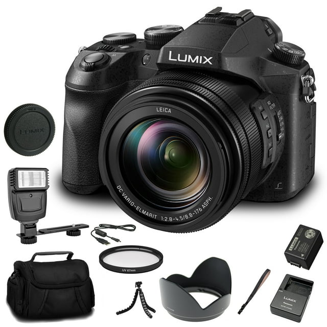 Panasonic Lumix DMC-FZ2500 Digital Camera (DMC-FZ2500) - Bundle - with Digital Flash + Soft Bag + 12 Inch Flexible Tripod + Cleaning Set + 67mm UV Filter