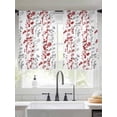 thumbnail image 2 of Red Grey Botanical Sheer Curtains 45 Inch Length 2 Panels Set, Spring Floral Summer Farmhouse Voile Window Treatment Rod Pocket Small Kitchen Curtains Drapes for Bedroom 52"x45"x2, 2 of 7